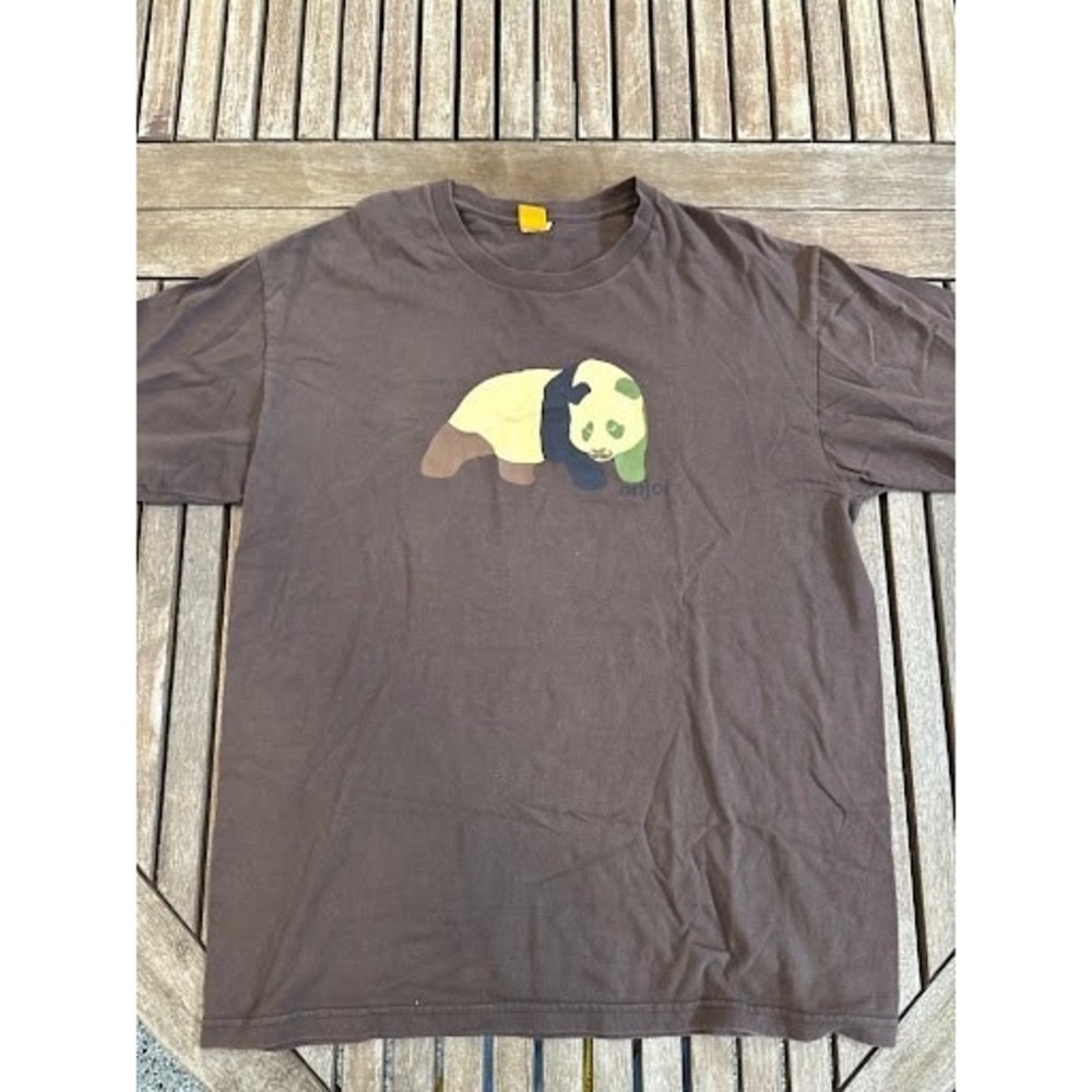Vintage Enjoi Skateboards Mustache Panda Logo Brown T-Shirt Large L Skate